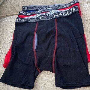 Hanes Men's Black, Red and Blue  Boxer Brief underwear.